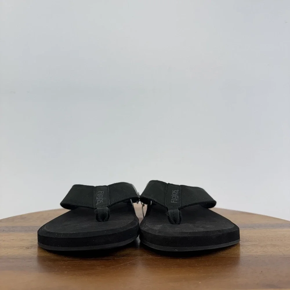 New Mens Flojos Cole 2.0 Black Thong Casual Comfort Flip Flops Sandal Size 8 NWT